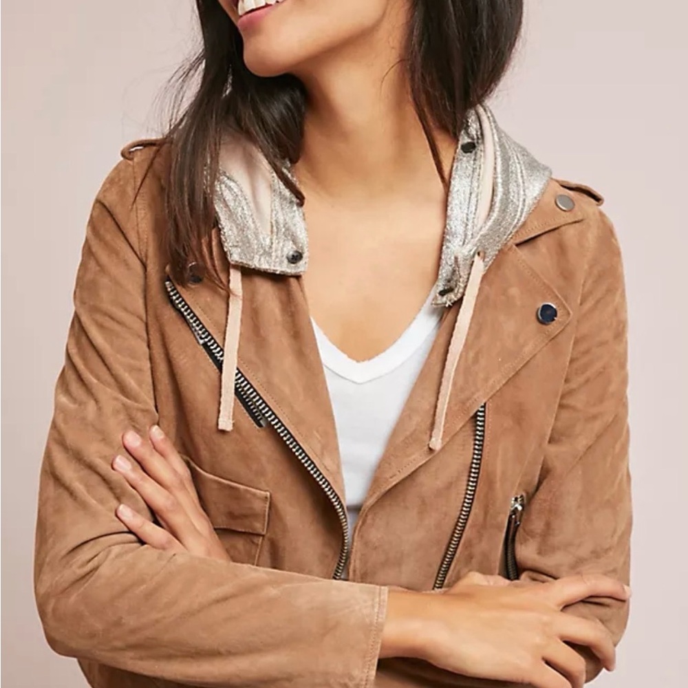 Doma Tan Leather Suede Jacket Size Medium